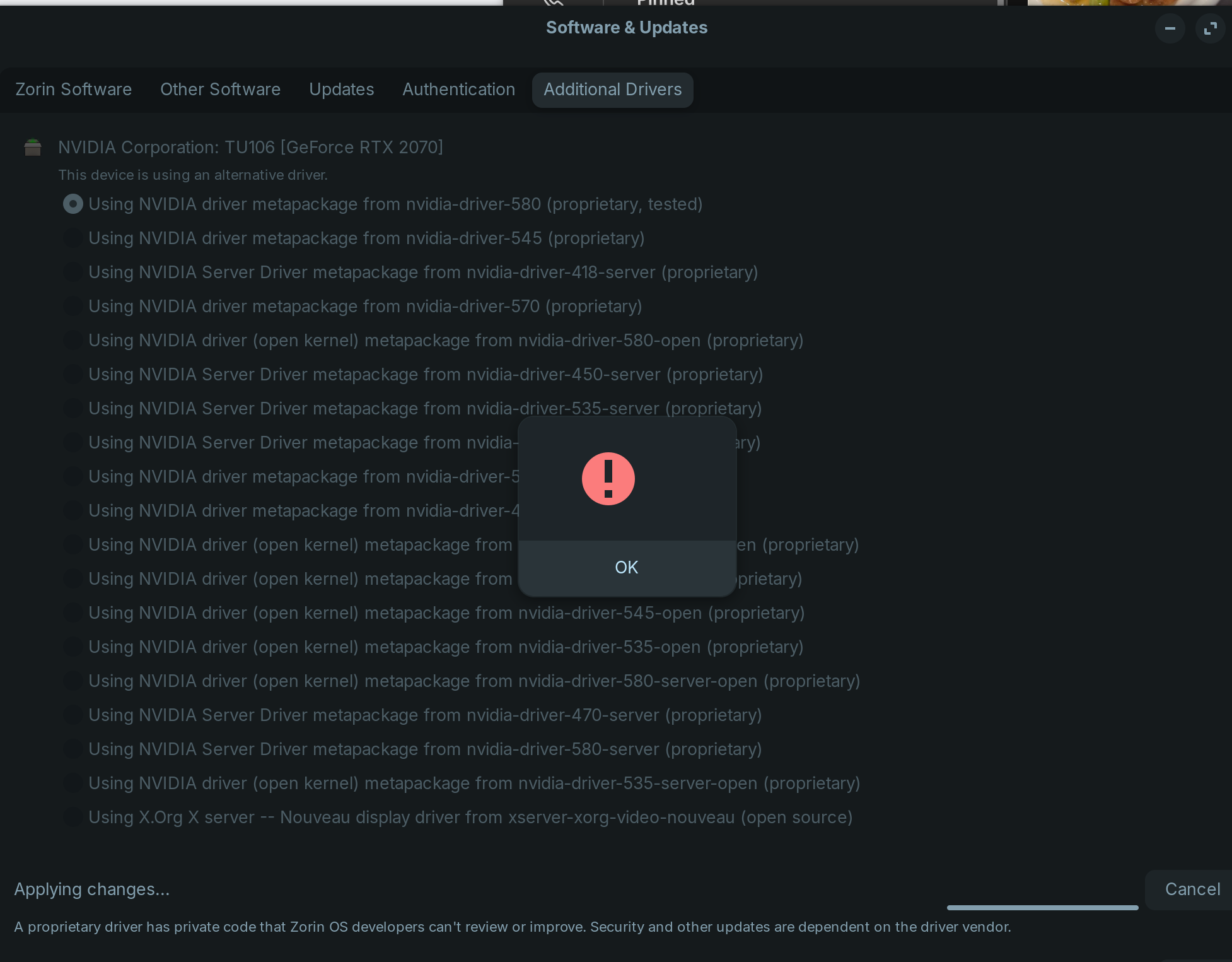 I cannot change drivers - Hardware Support - Zorin Forum
