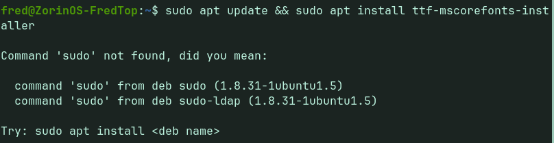 Incorrect Terminal Command?- Microsoft Font article - General Help 