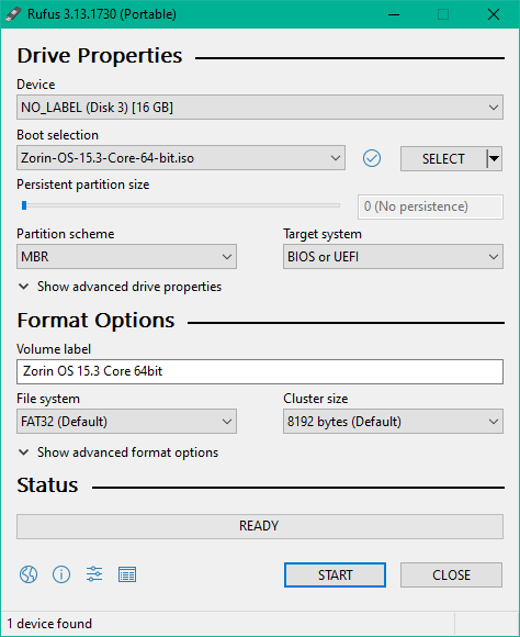 Zorin OS LINUX 15 Core 64-bit Live/installazione 16 GB USB 2.0 