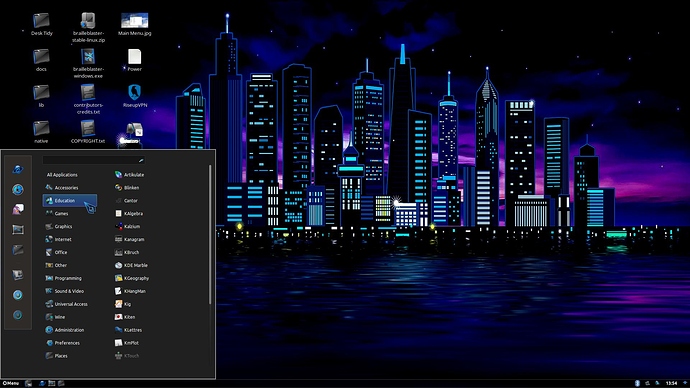 Cinnamon desktop with Azenis icons and DarkBoldCursor - blue submarine theme