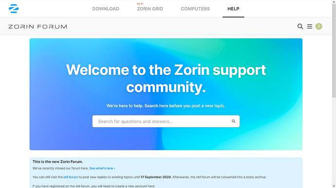 Zorin Forum search screen -smallest font