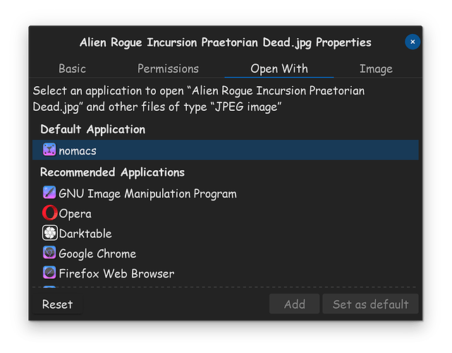 Image Properties Open With App List