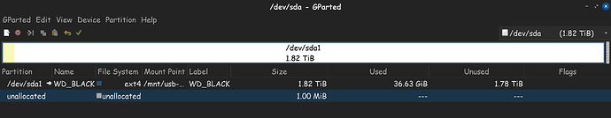 GParted WD Black Drive