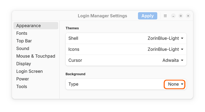 Login Manager Settings