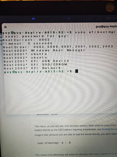 CLI Command - sudo efibootmgr