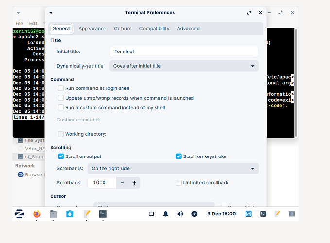 terminal and pref scsreens too small