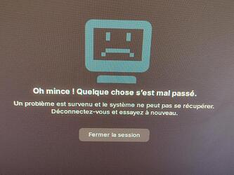 Photo of my screen displaying the error message in french