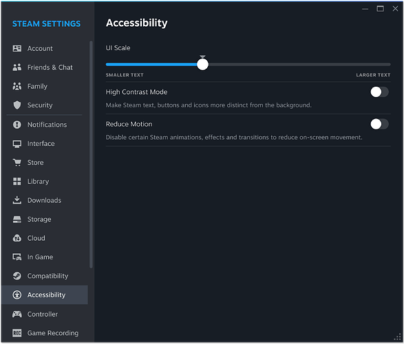 Steam Accessibility