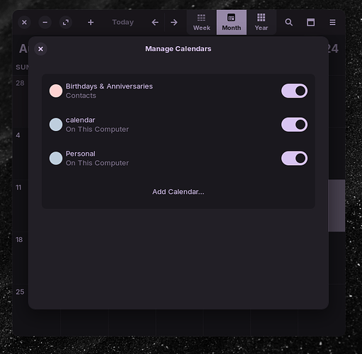 GnomeCalendarManageCalendars