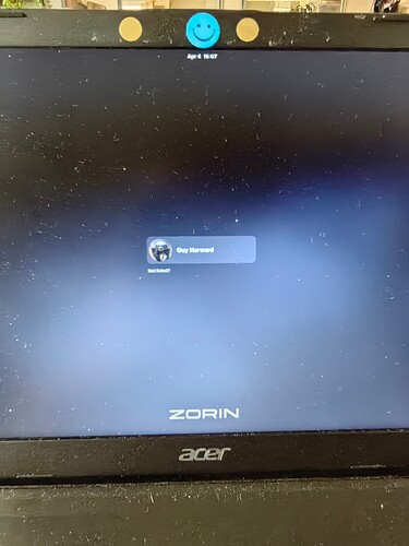 ZorinOS Login Screen