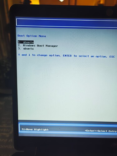 PC Restart - F12 Boot Option Menu - Extra Ubuntu Not Removed
