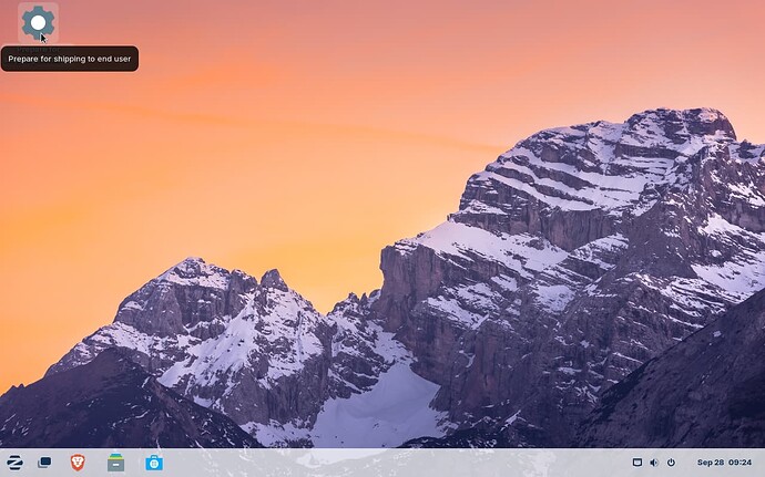 Zorin Desktop with the Preparation Icon