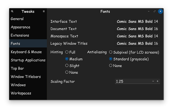 Tweaks Fonts