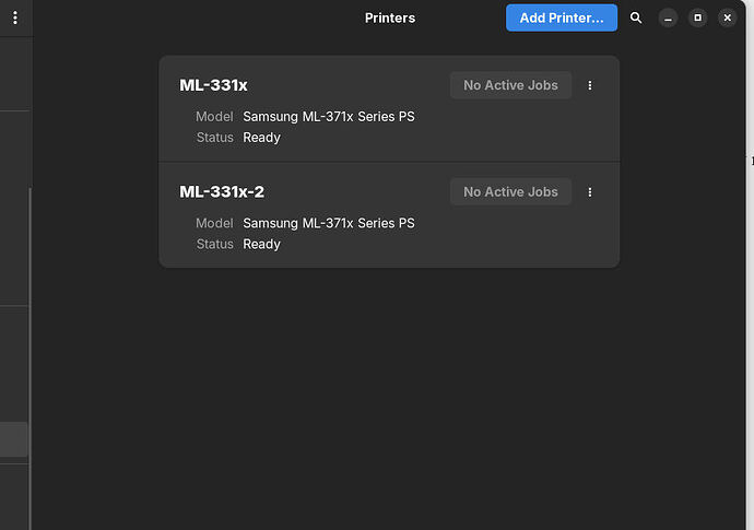 printer options missing