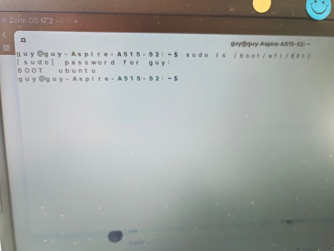 CLI - sudo ls boot efi EFI - No Windows Line