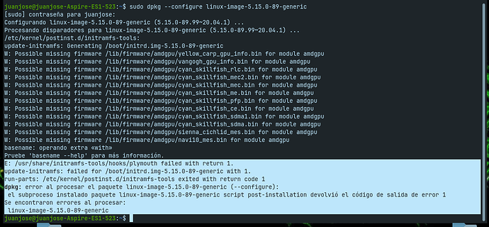 kernel 5.15.0-89 error
