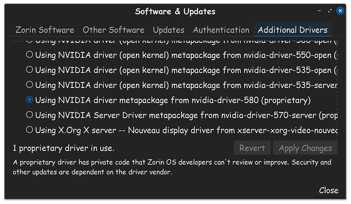 Nvidia 580 Driver