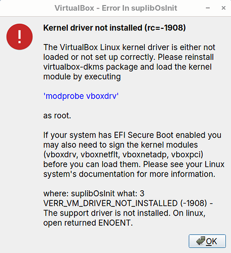 Screenshot virtualbox 1908 error