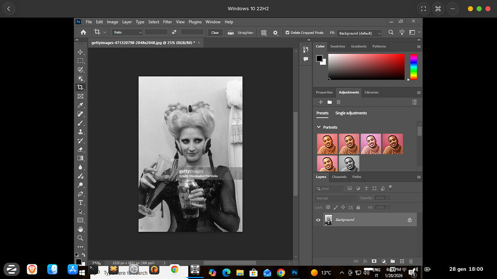 Photoshop 2025 running on Boxes with Windows 10, very smooth