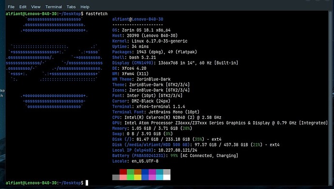 fastfetch zorin os lite 18.1