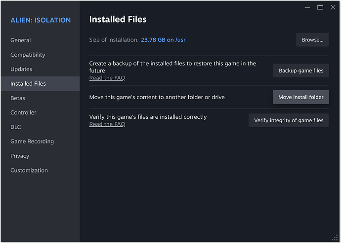 Steam Game Installed Files