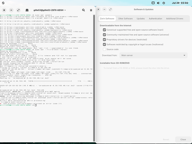 Attempt at sudo apt update sudo apt fix-broken install