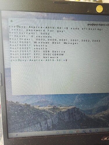 Restart - CLI sudo efibootmgr