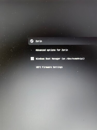 Dual Boot Selection Screen