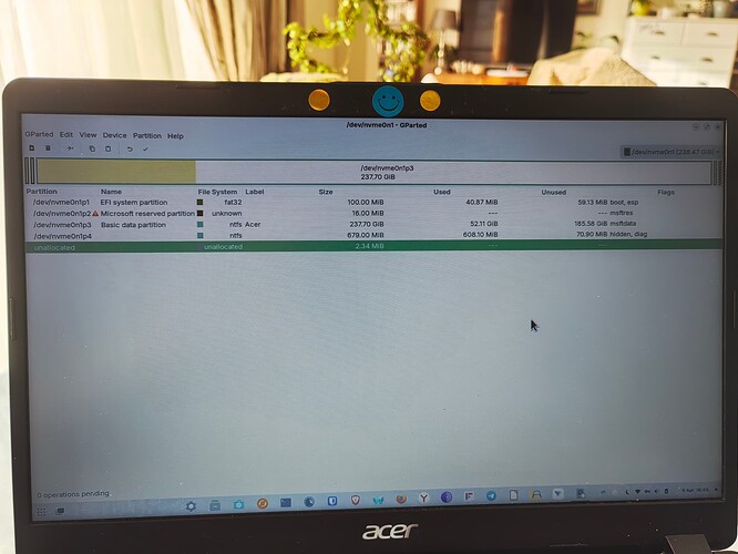 Gparted C: Drive - Windows