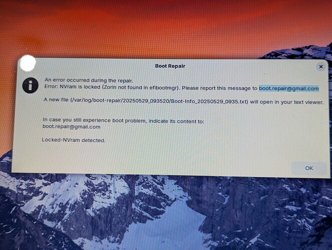 Boot Repair error message