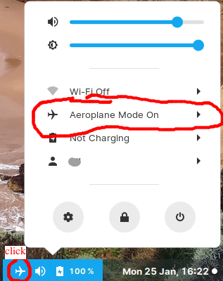 airplane mode ON in panel