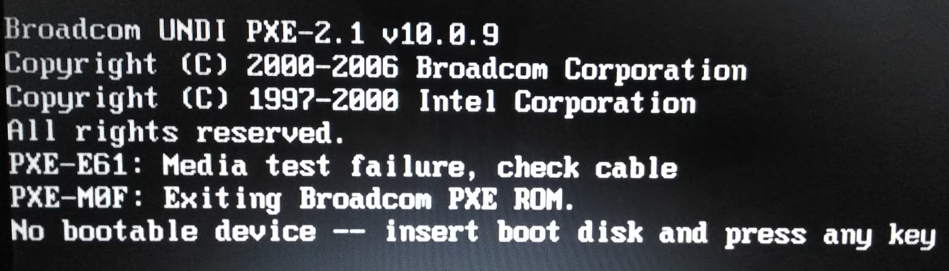 No bootable device