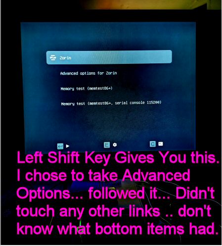 6 Left Shift Key  Gives This Zorin Screen